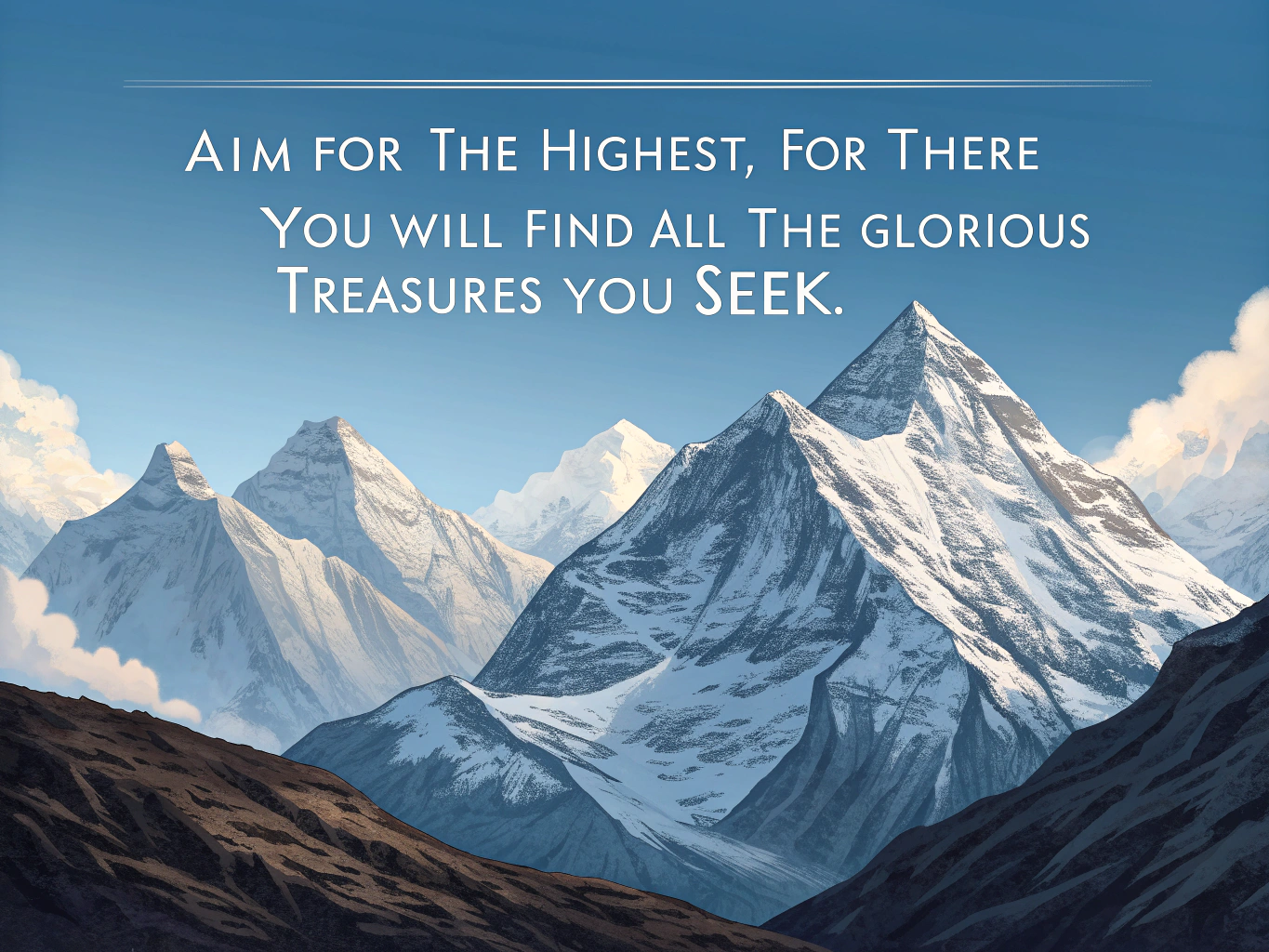 "Aim for the highest, for there you will find all the glorious treasures you seek,"