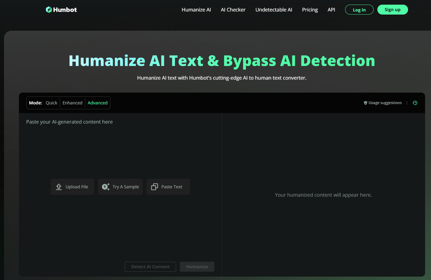 Humbot – Best ChatGPT Rewriter for a Simple and Straightforward Interface