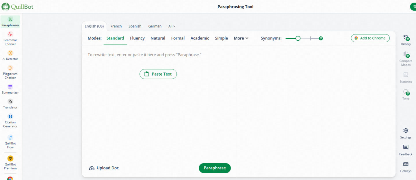 QuillBot – Best ChatGPT Rewriter for Multiple Interpretation Modes