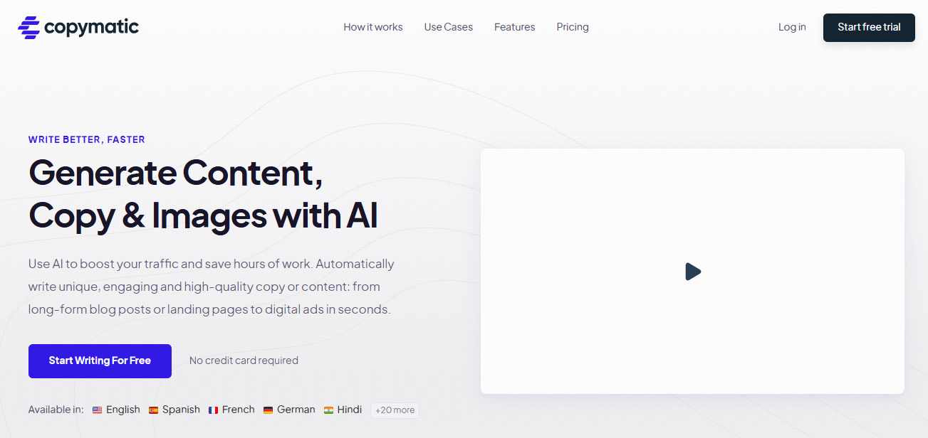 Copymatic – Best AI Rewriter for Long-Form Content