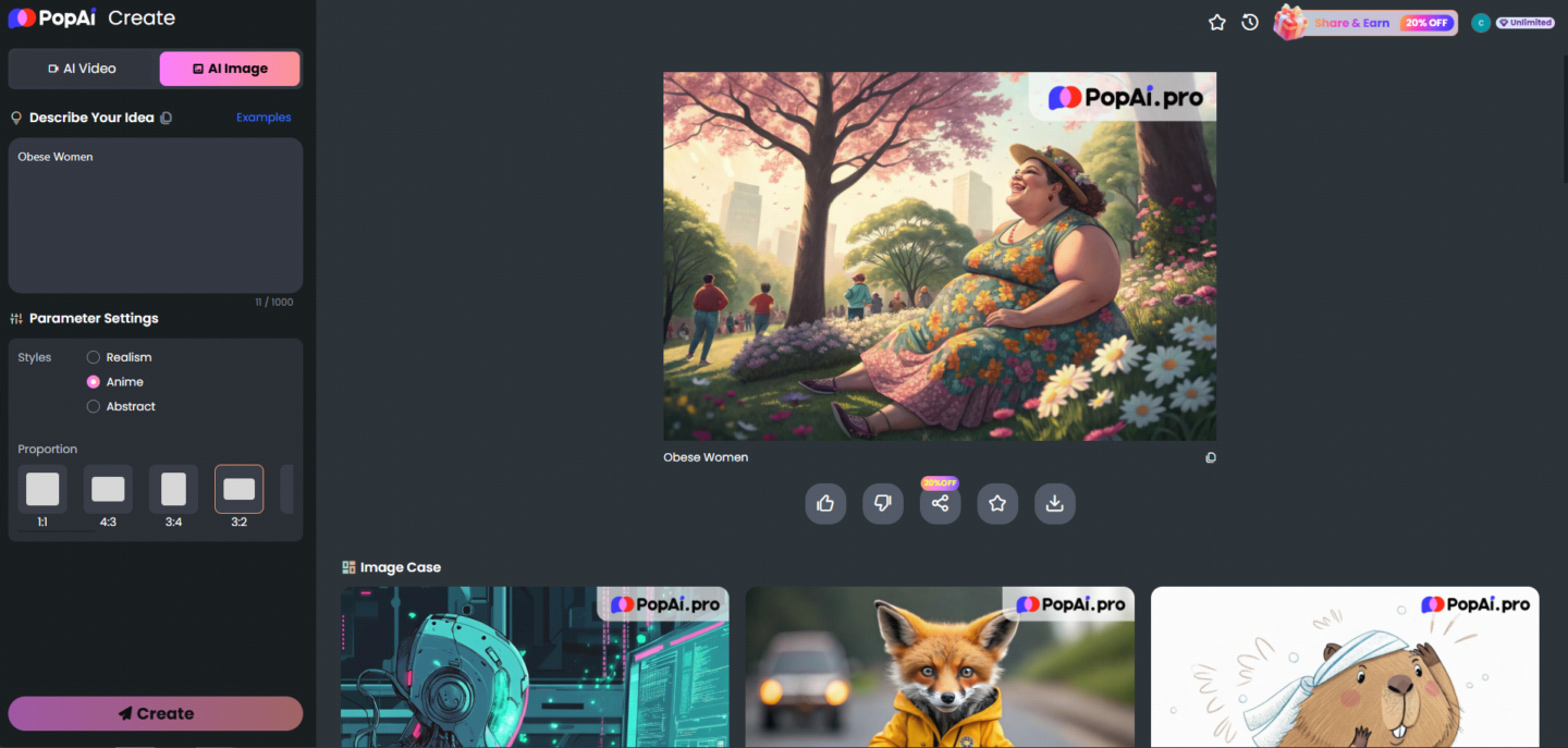 Obese Women AI Images generated by PopAi