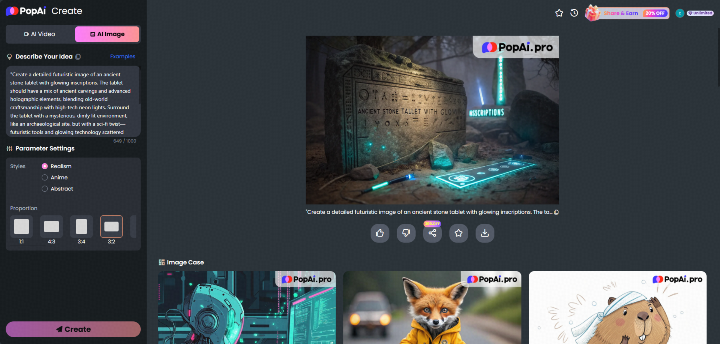 Futuristic AI Images of Ancient Tablets generated by PopAi