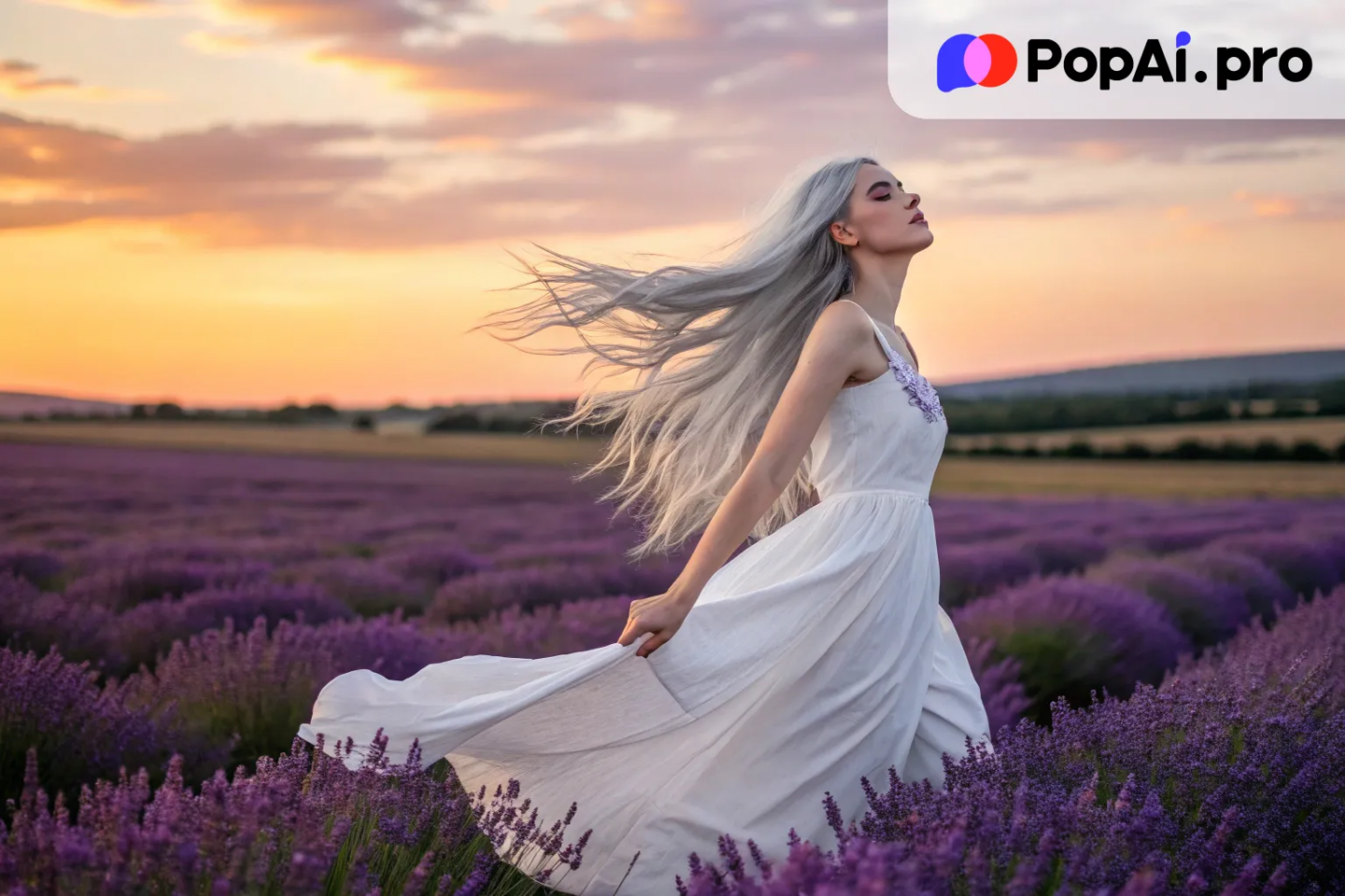 A breathtakingly beautiful young woman with long, flowing silver hair
