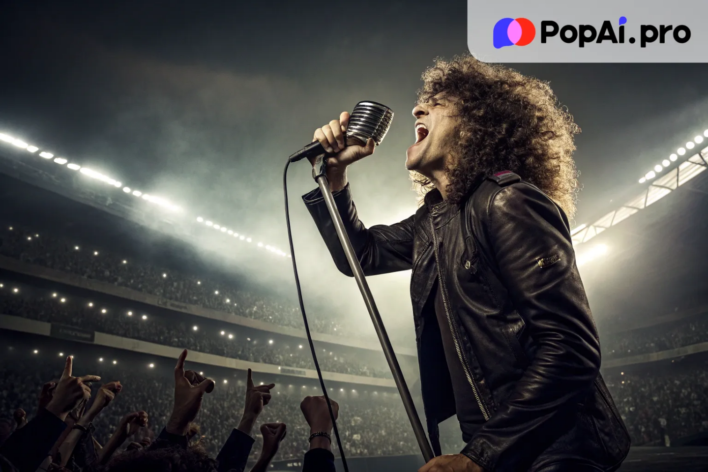 legendary rock singer with wild, curly hair
