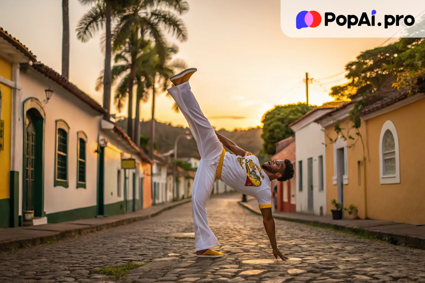 Capoeira Dancer in a Brazilian Street