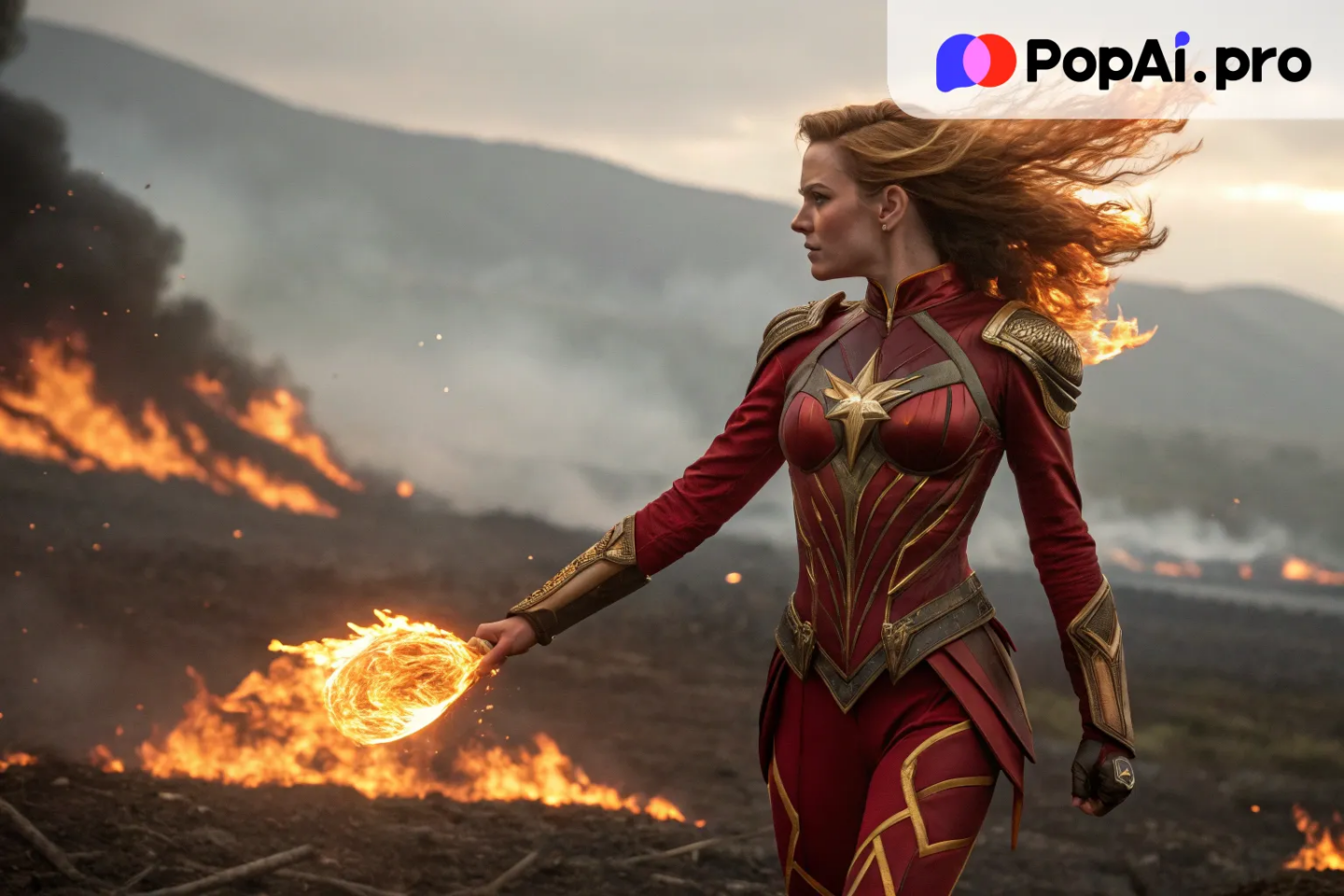 A female superhero with fire-based powers