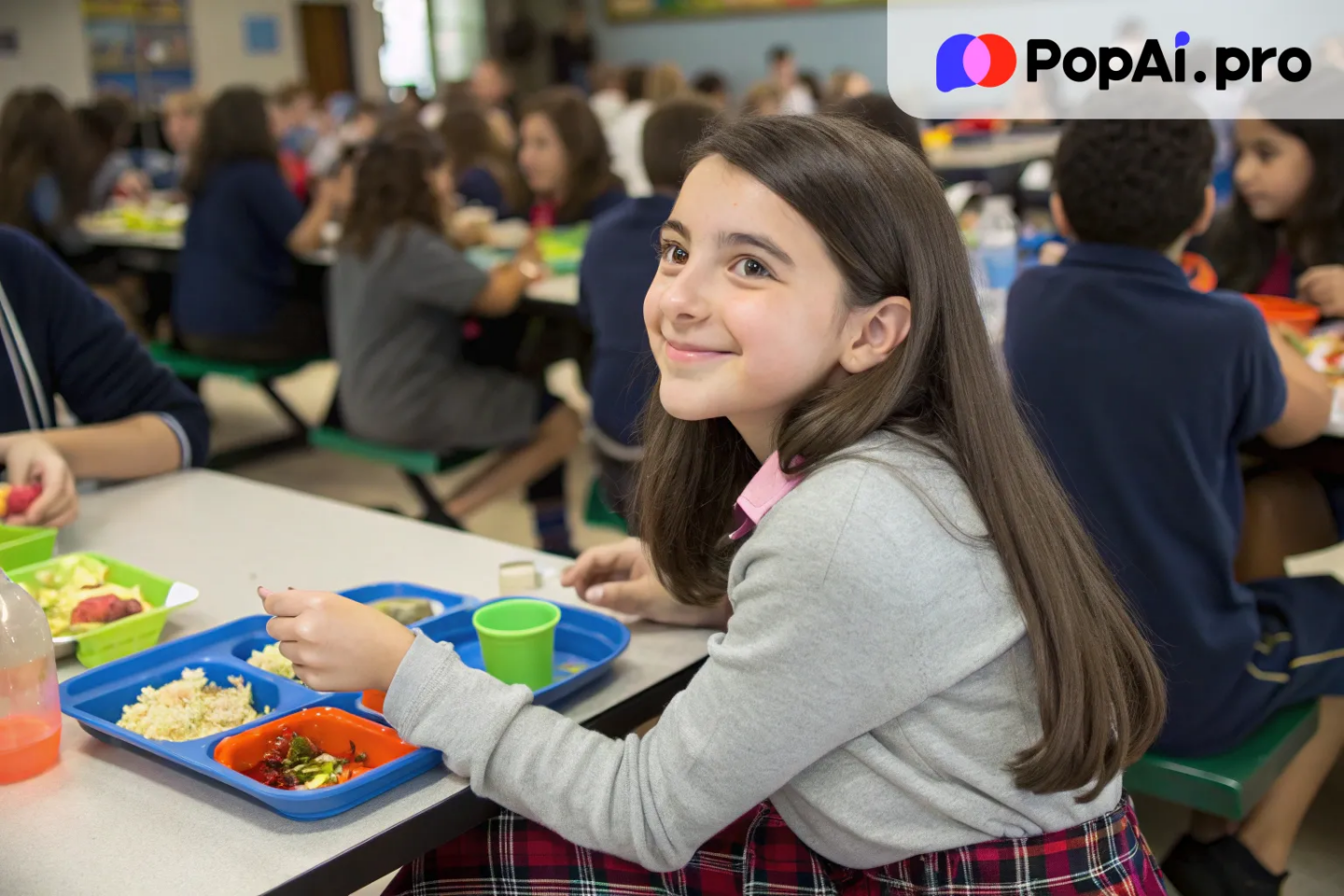 A beautiful girl in the school cafeteriaA beautiful girl in the school cafeteria