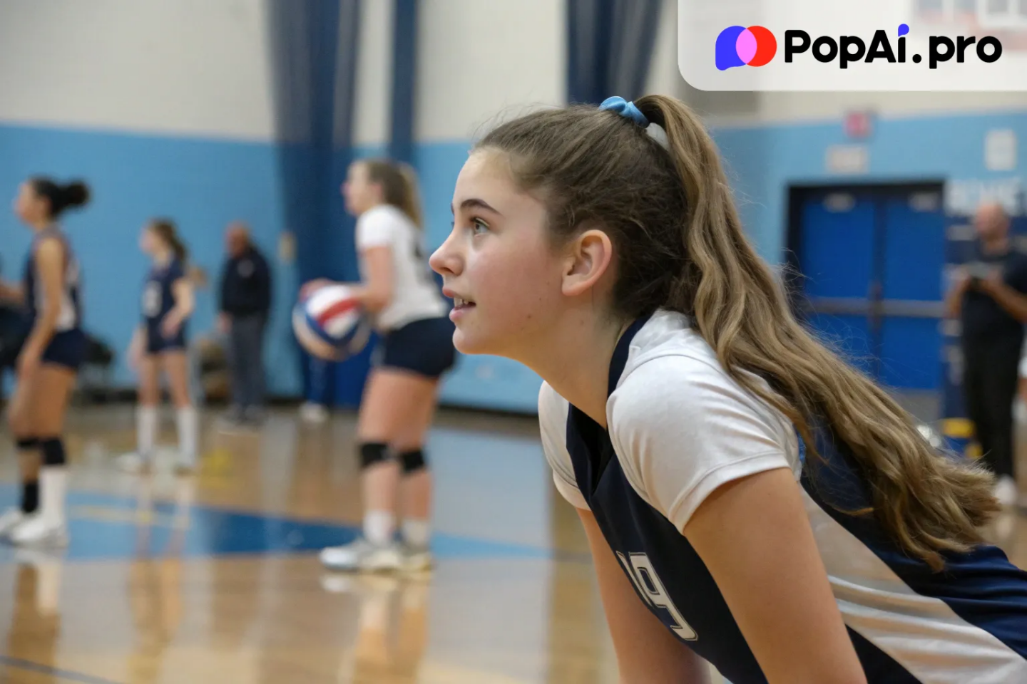A gorgeous girl in the school gym