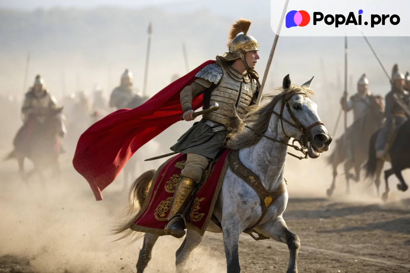A dynamic scene of Alexander the Great on horseback