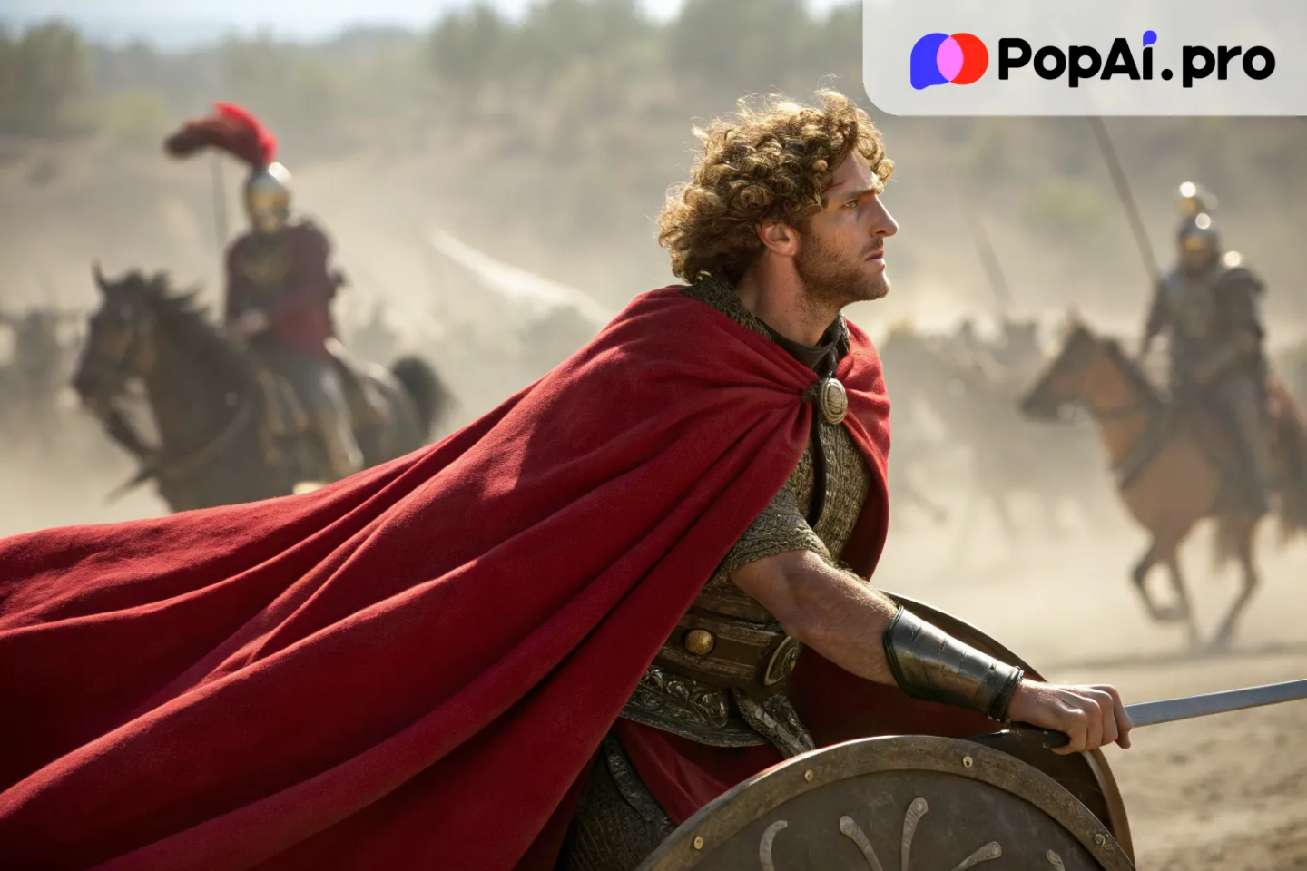 A detailed image of Alexander the Great in a chariot