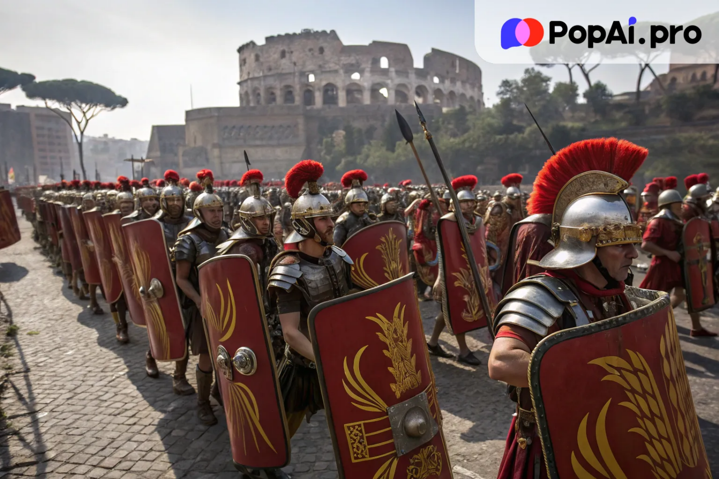 A vast Roman legion advancing in perfect formation