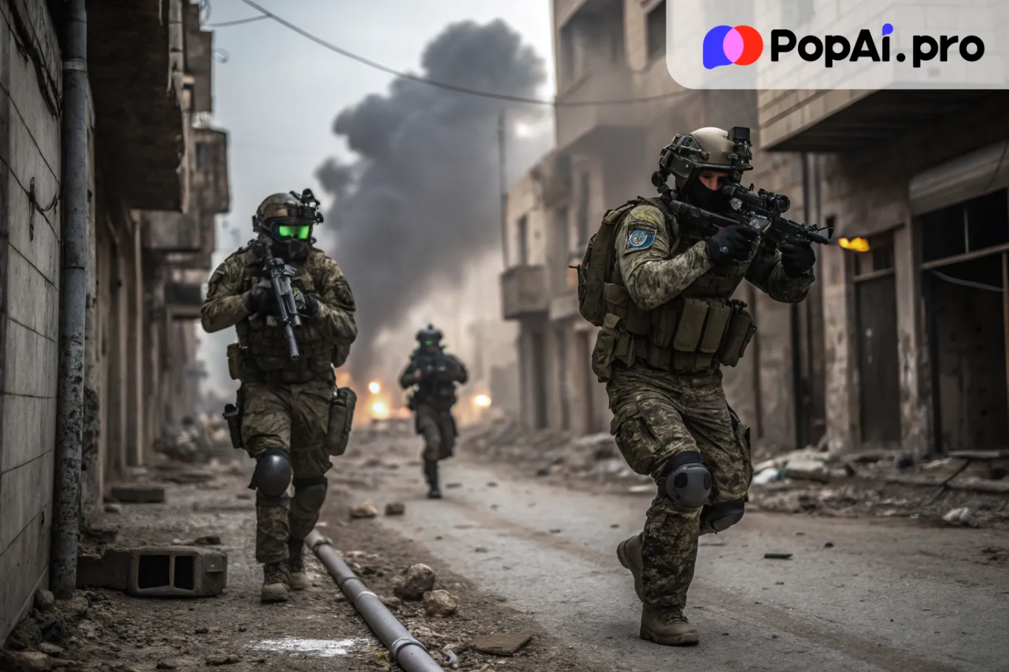 A special forces unit in urban camouflage gear