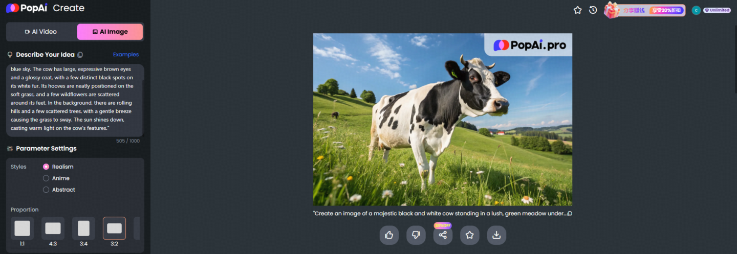 PopAi: The Best AI Cow Image Generator