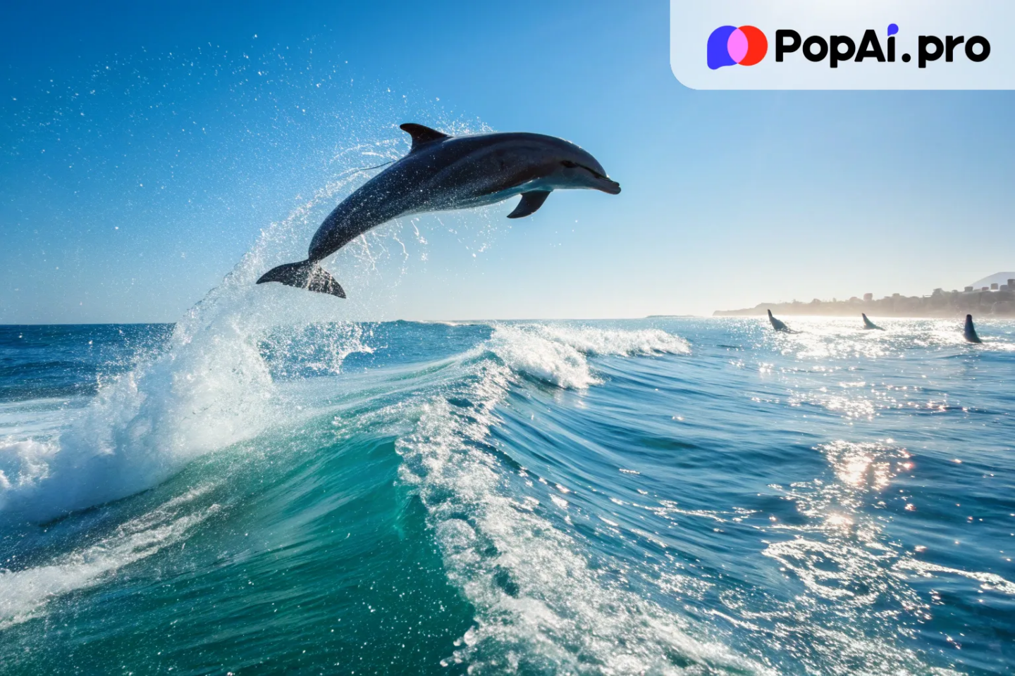 An elegant dolphin leaping gracefully above the ocean waves