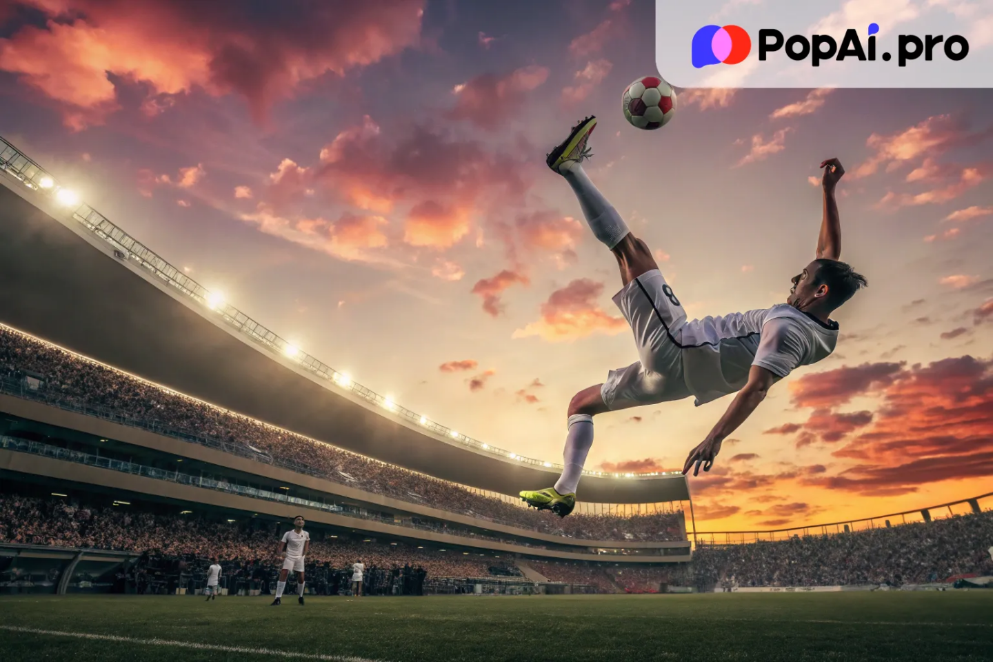 a soccer player performing an overhead kick