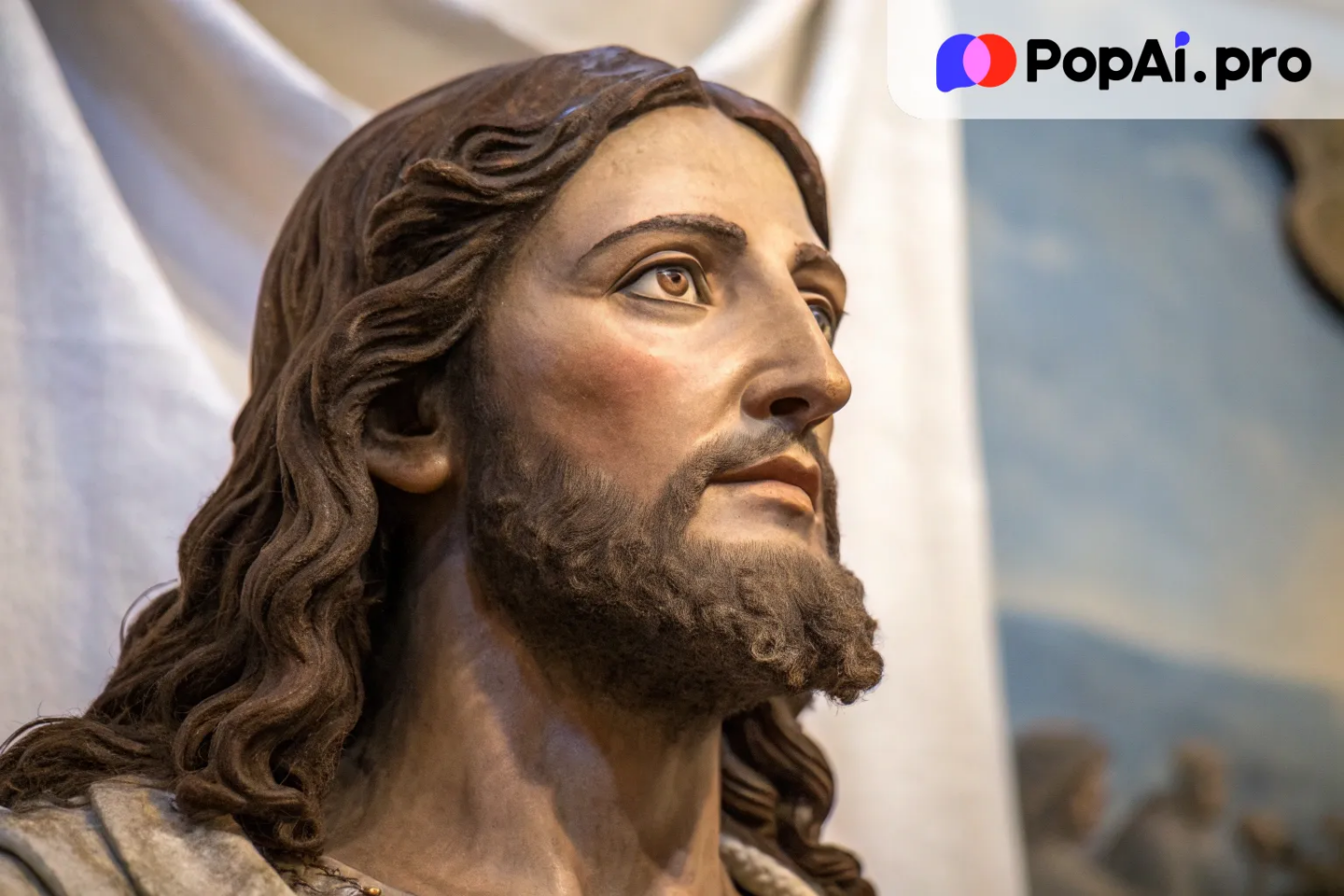 a lifelike portrait of Jesus inspired by the Shroud of Turin