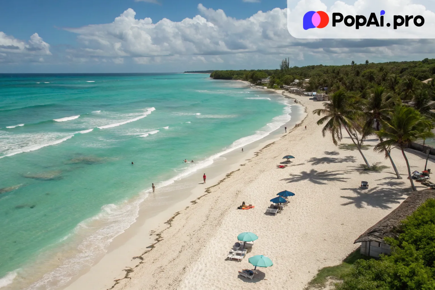 A high-angle shot of a serene beach with turquoise waters