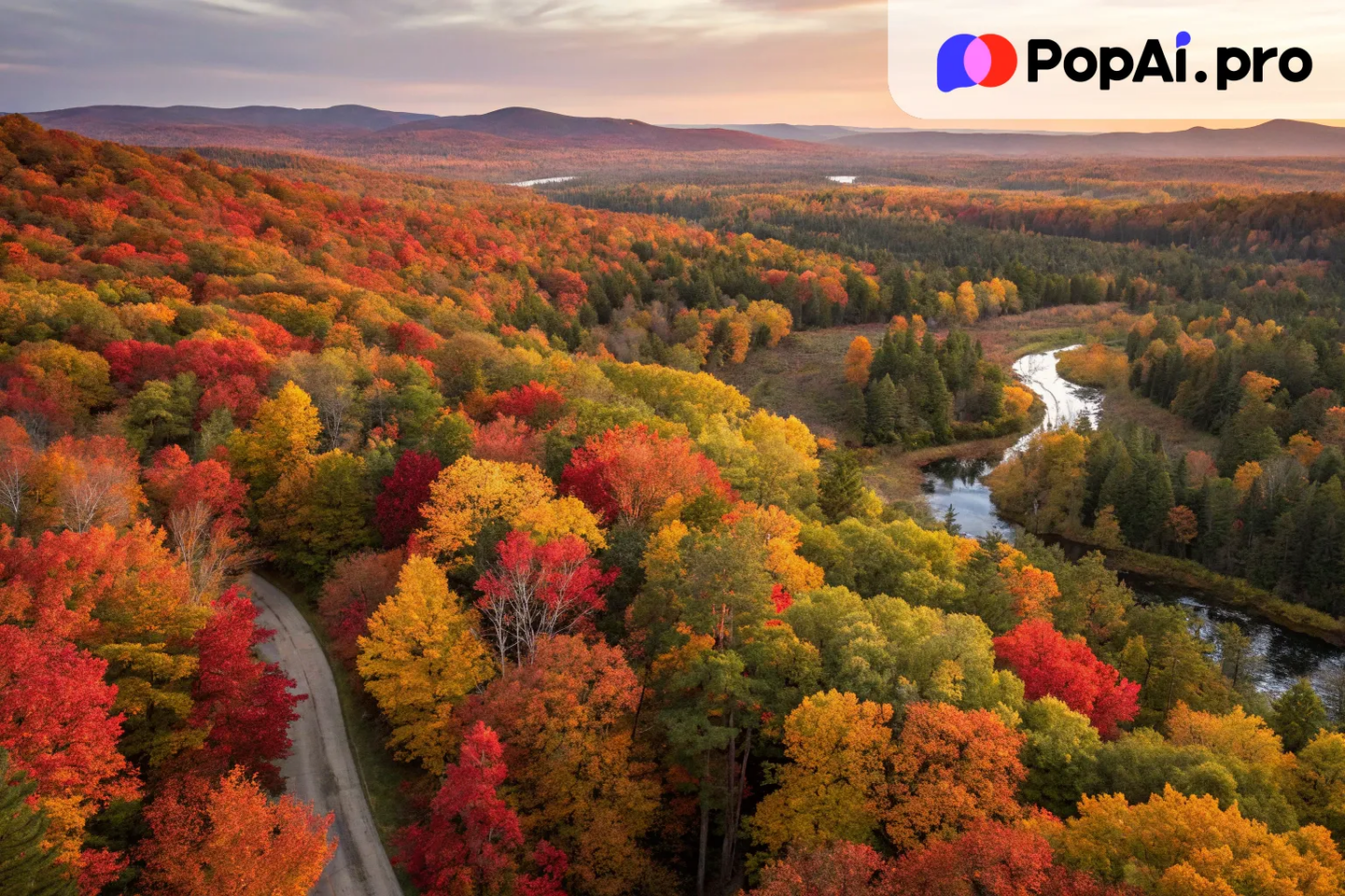 A high-angle shot of a forest in autumn