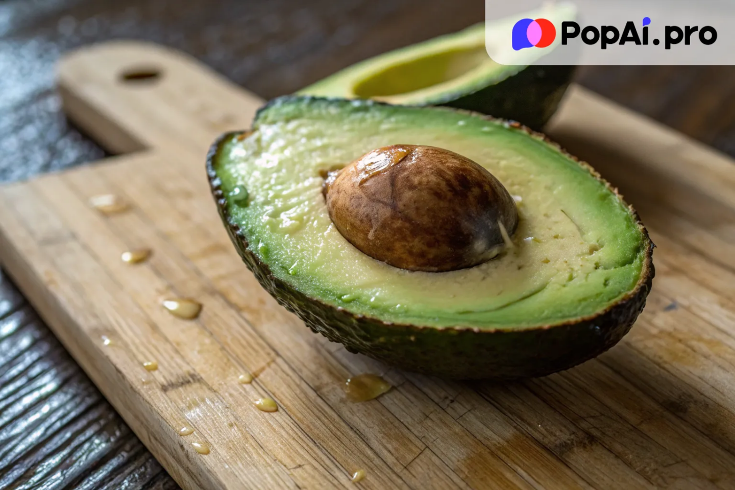 A hyper-realistic close-up of a fresh, perfectly sliced avocado