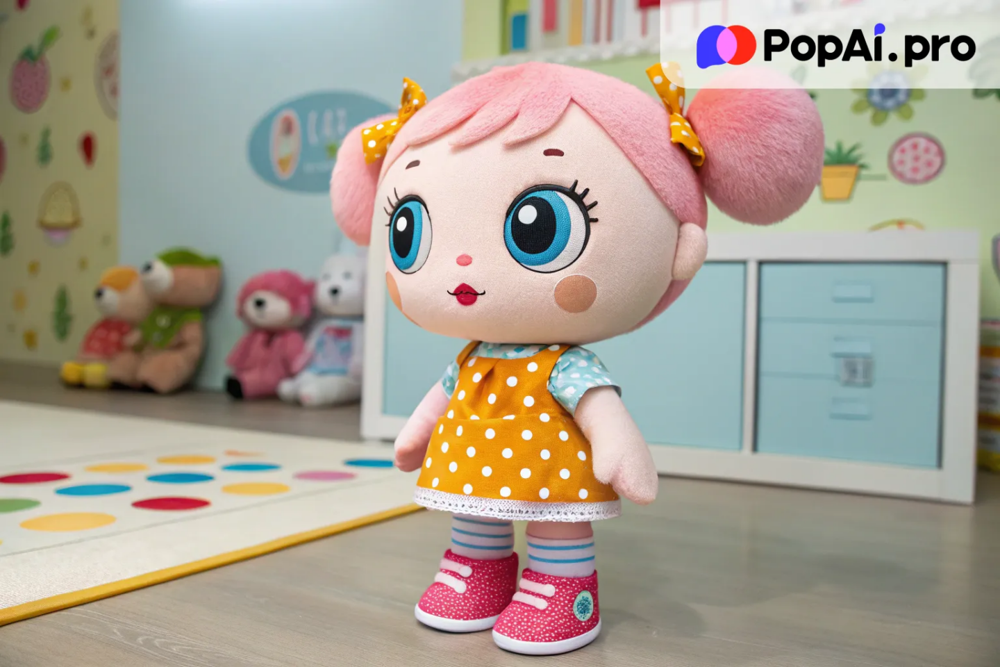 a cute cartoon-style doll with exaggerated features