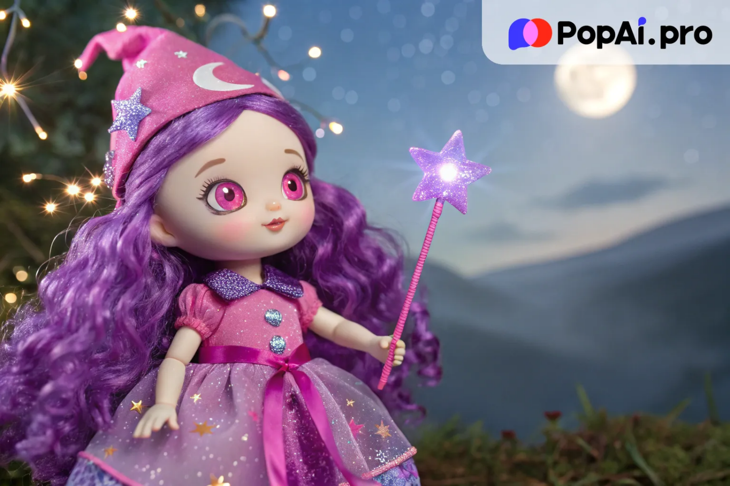 a magical girl doll with bright, mystical features