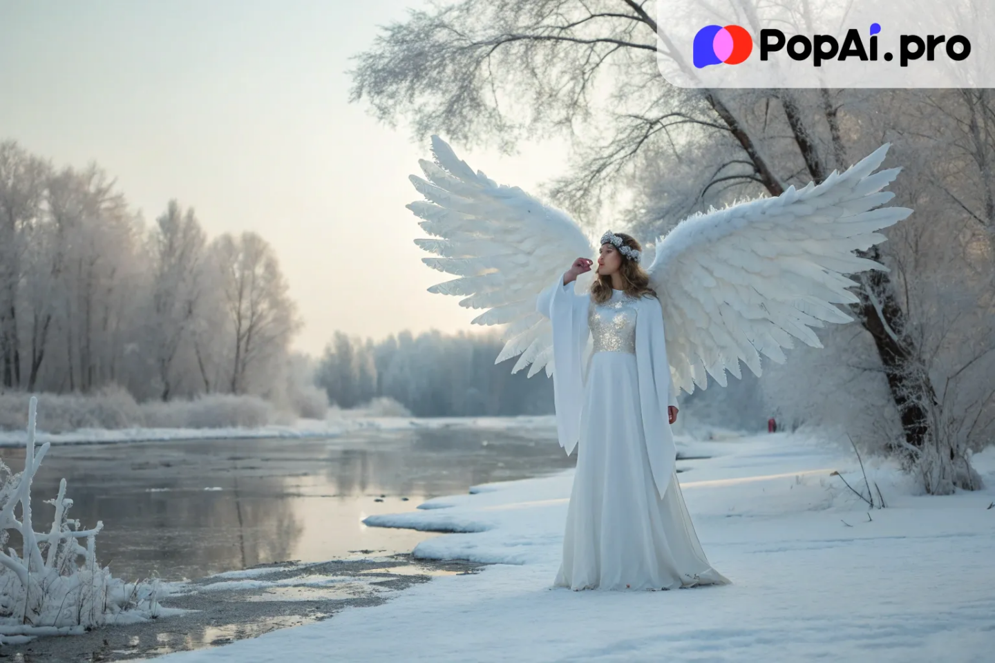 A stunning angel with crystalline wings that shimmer like diamonds