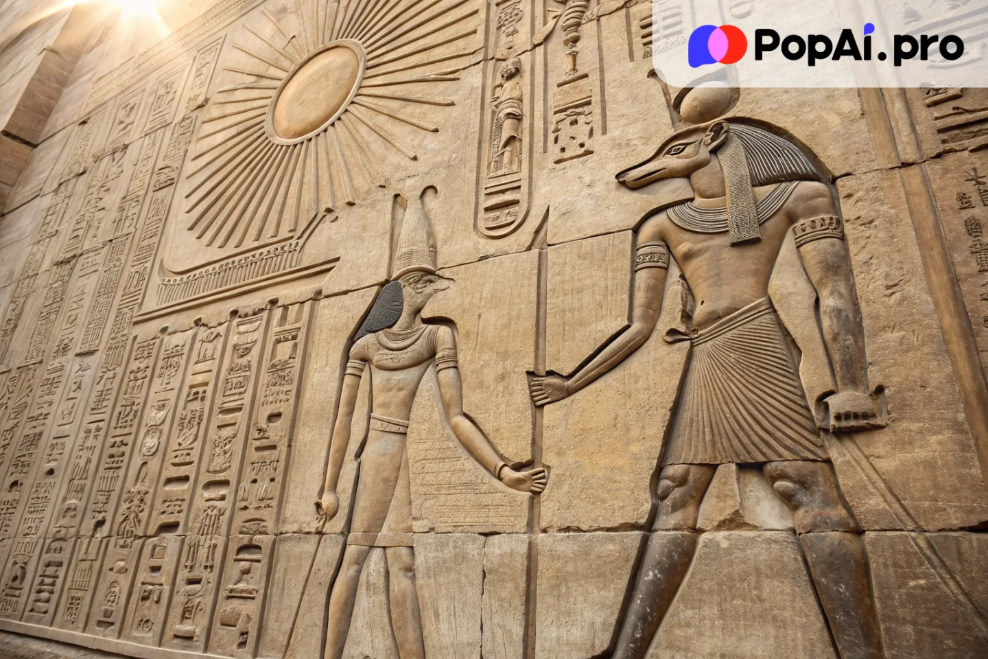 A bas relief inspired by ancient Egyptian artwork