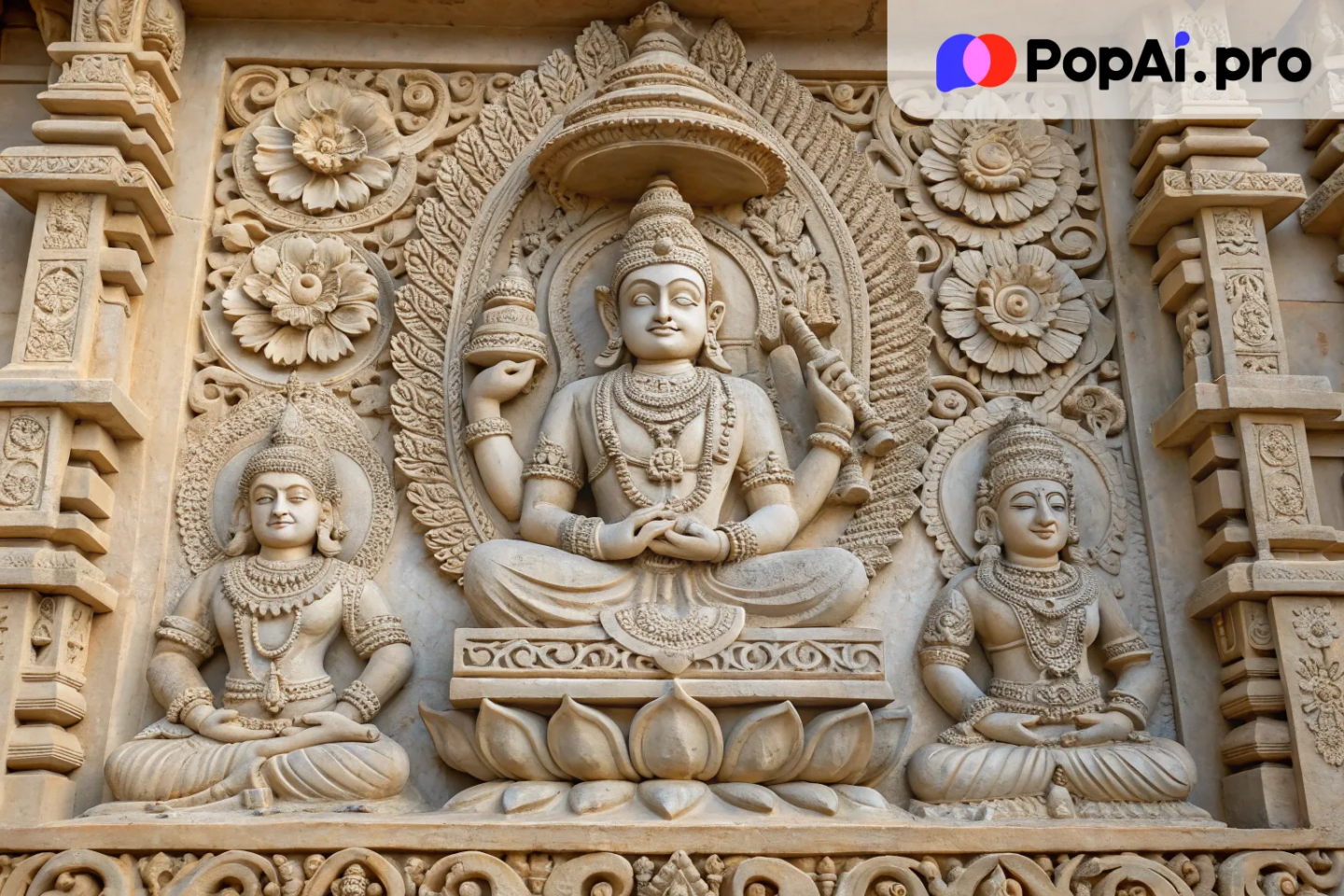 A highly detailed bas relief inspired by traditional Indian temple carvings