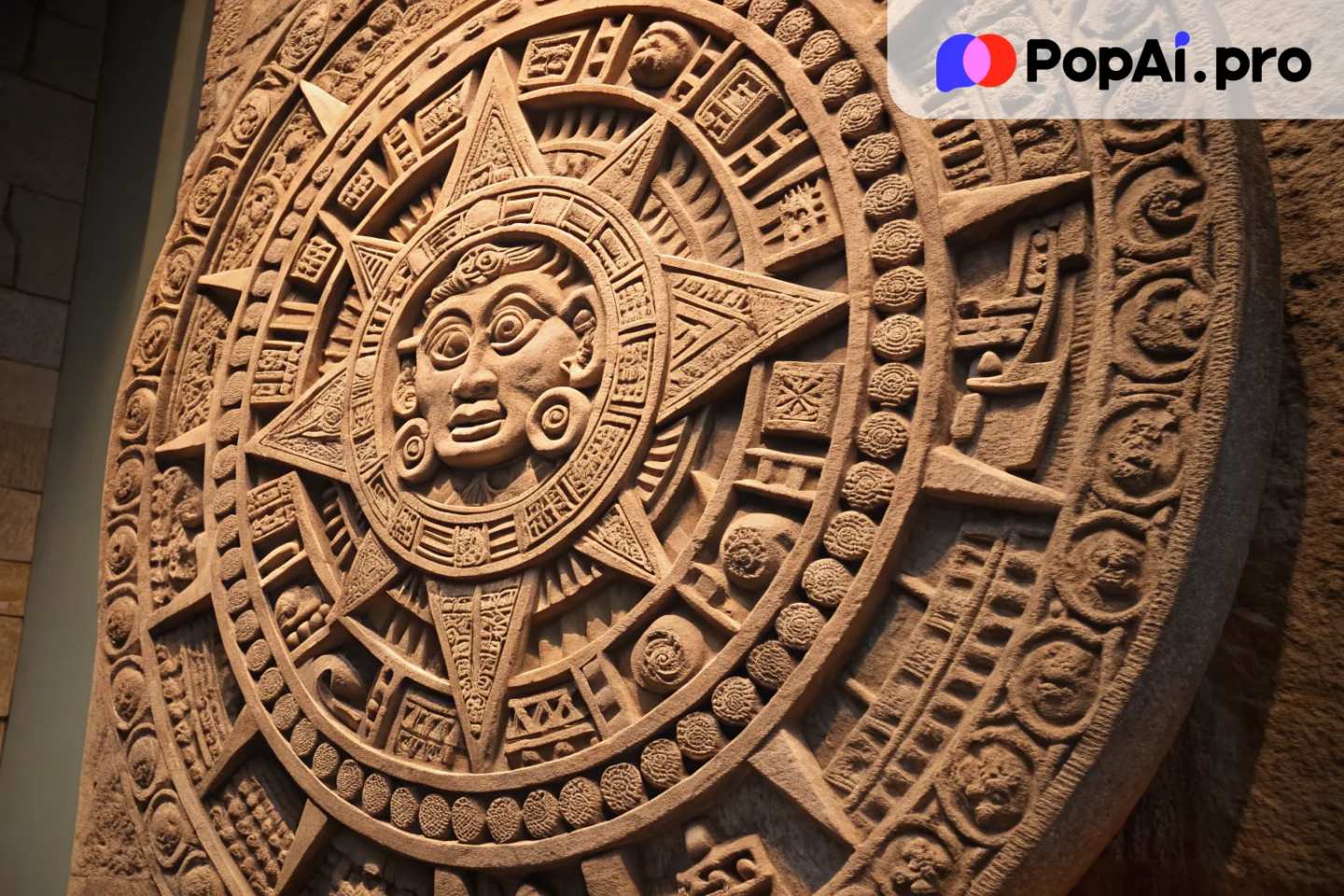 A bas relief inspired by the Aztec calendar stone