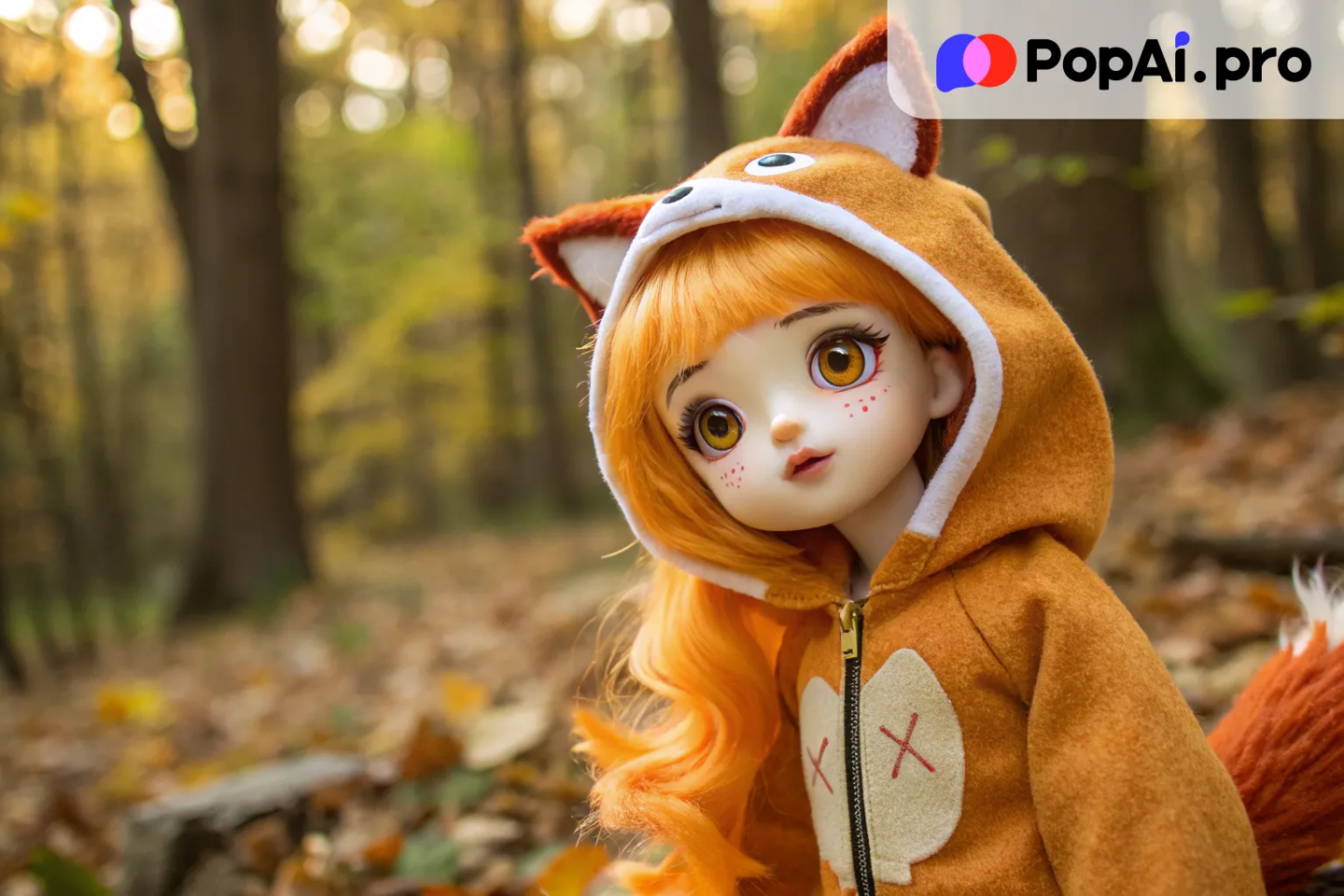 an animal-inspired doll with fox-like features
