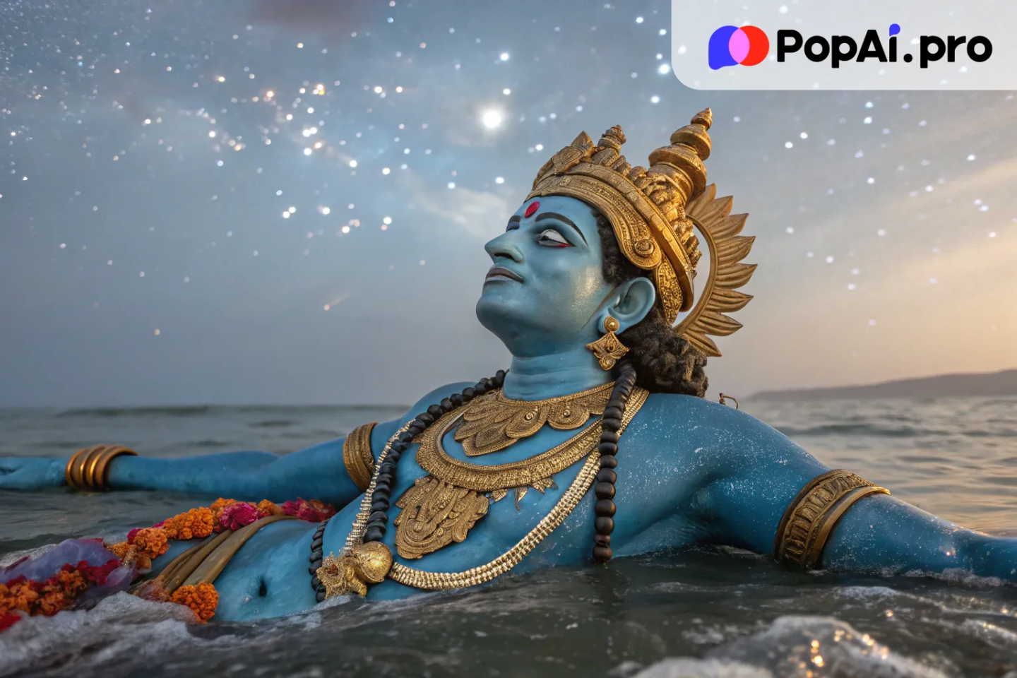 an image of Vishnu, the Hindu god of preservation