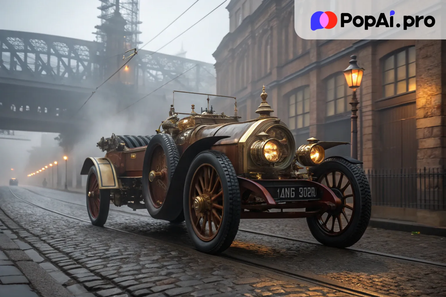 A magnificent steampunk-inspired vehicle with brass and copper elements