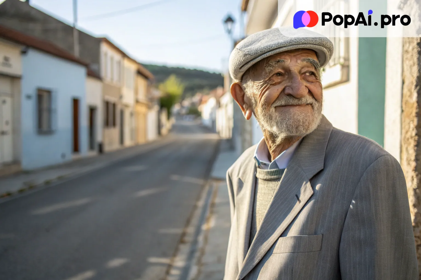 An elderly man in his 70s with a gentle, warm smile