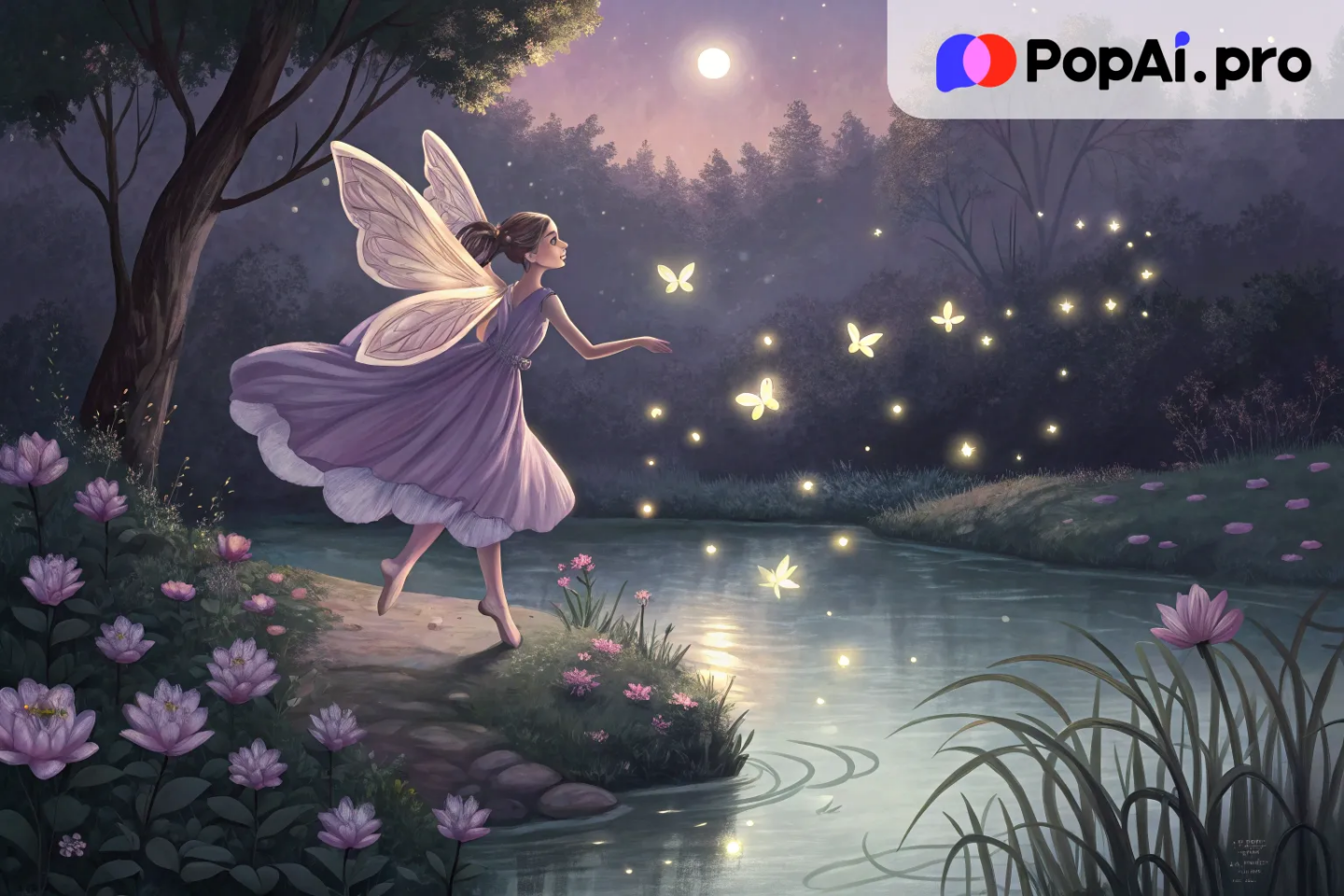 A graceful fairy princess with delicate wings