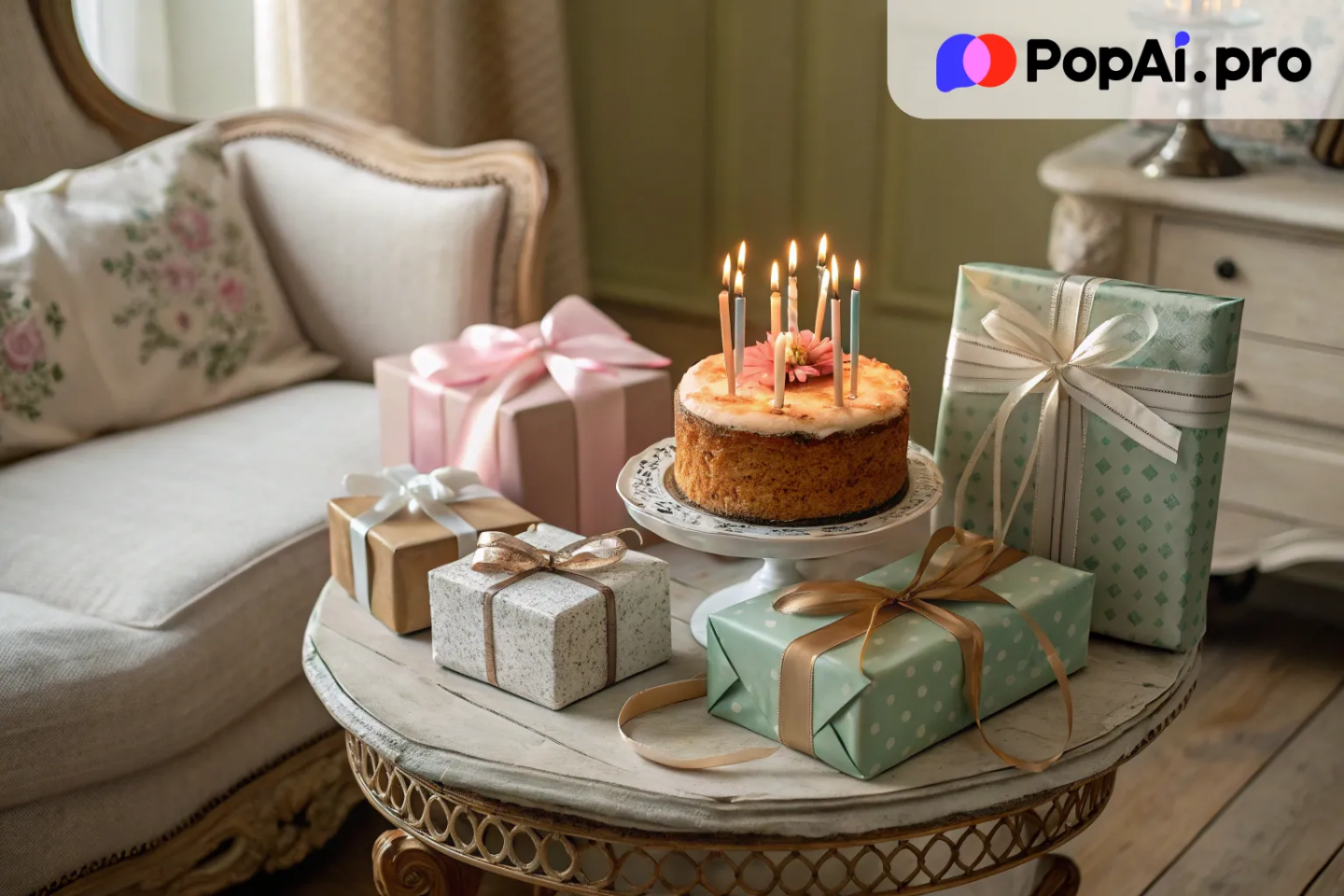 An oil painting of a cozy birthday scene