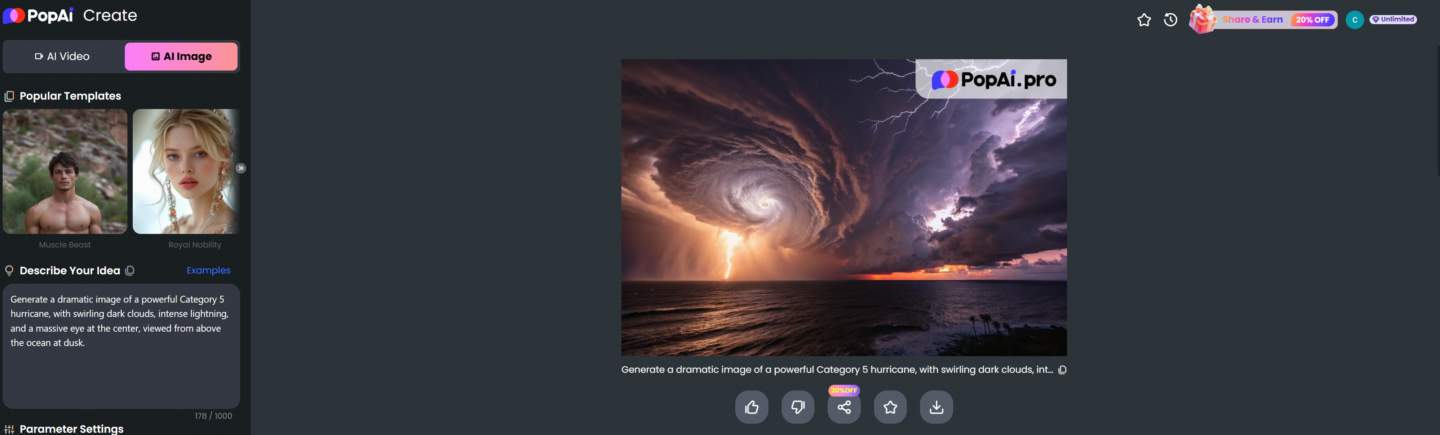 PopAi: The Best AI Hurricane Image Generators