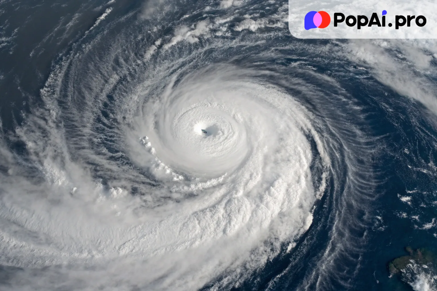 a close-up image of a hurricane's eye