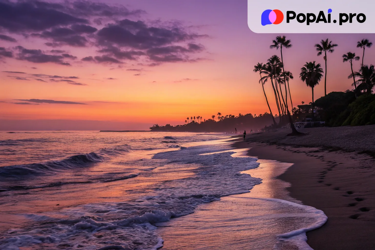 a tranquil ocean scene with a beach at sunset