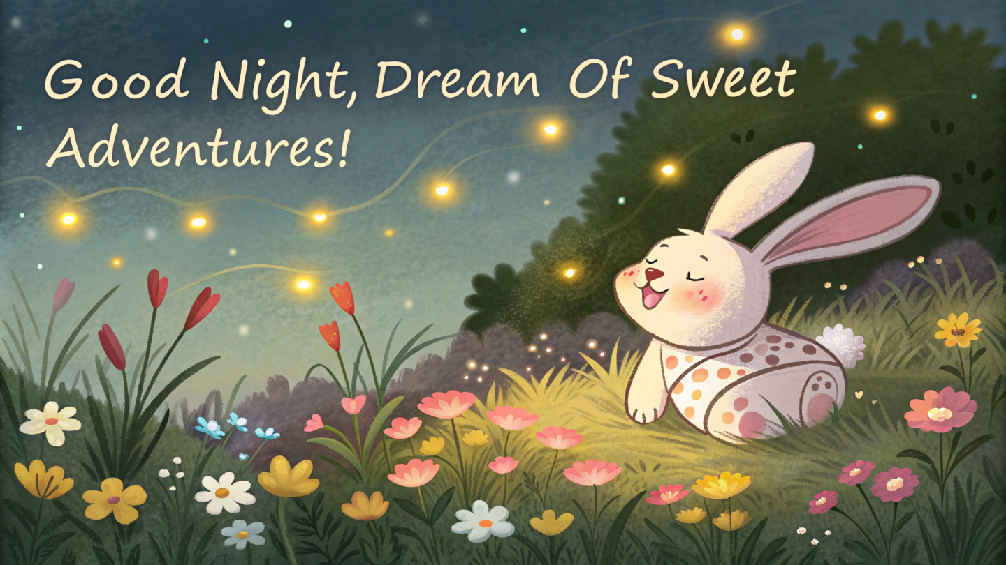 A happy little bunny snuggled up in a flower garden