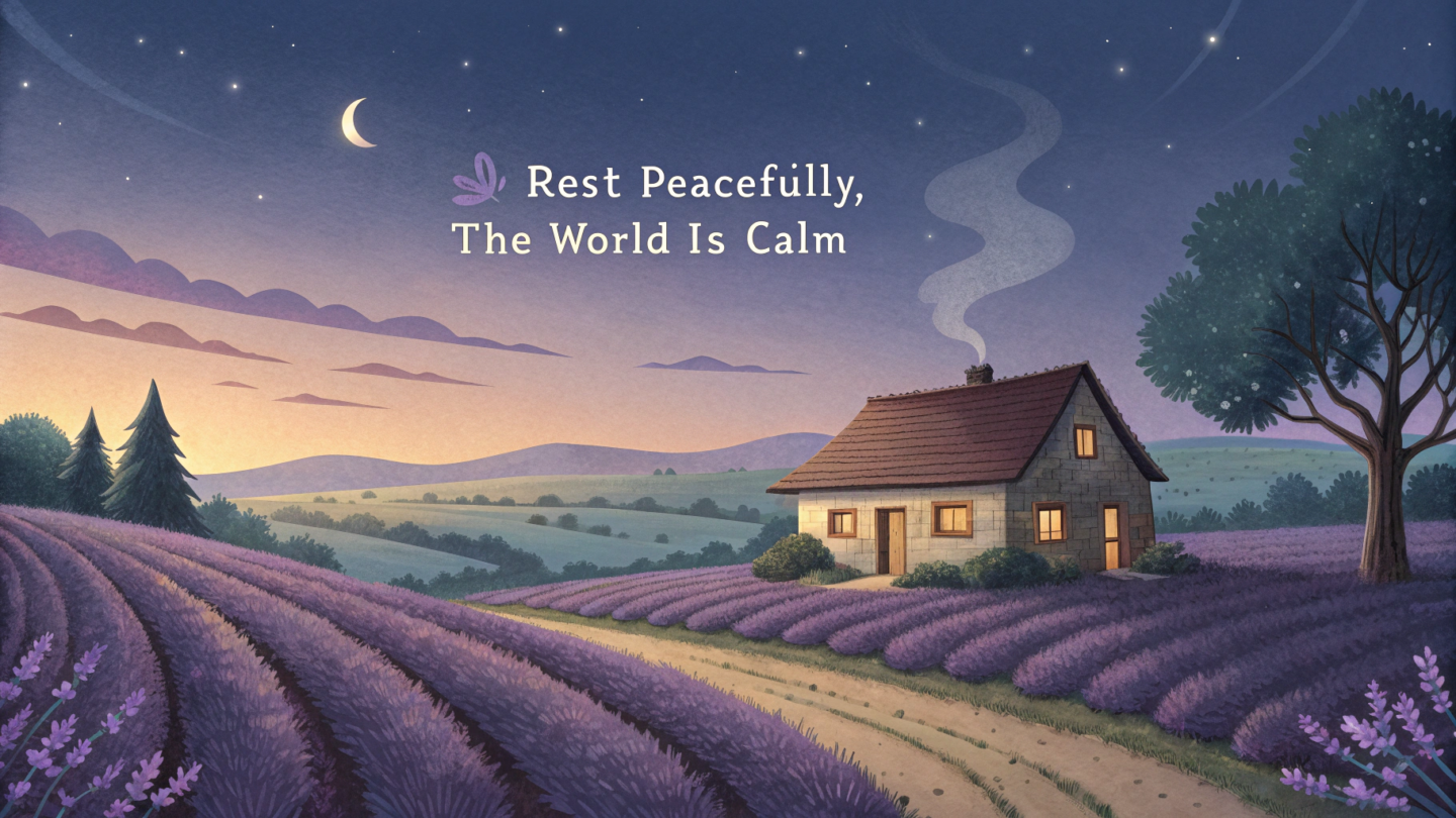 A peaceful countryside with a small, quiet cottage