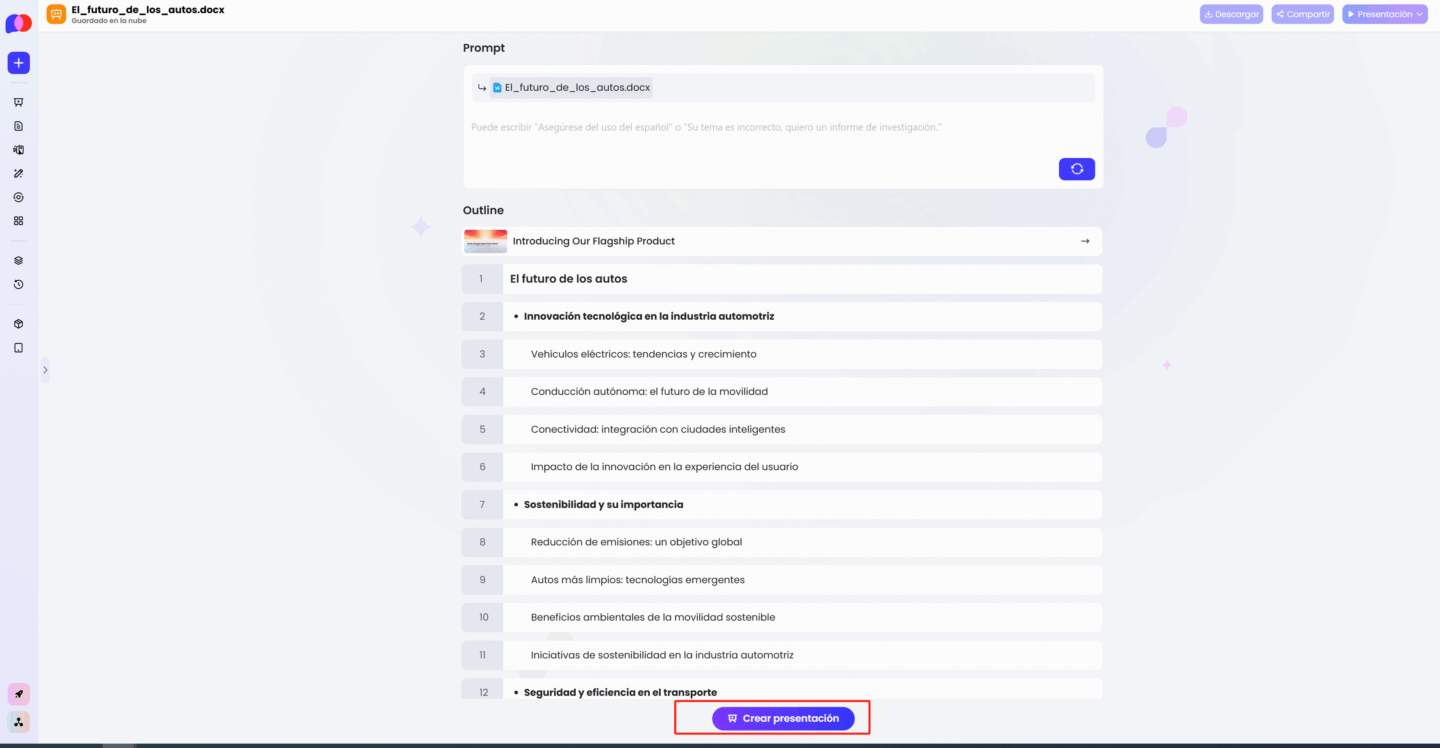 Paso 3: Modificar el esquema de la presentación