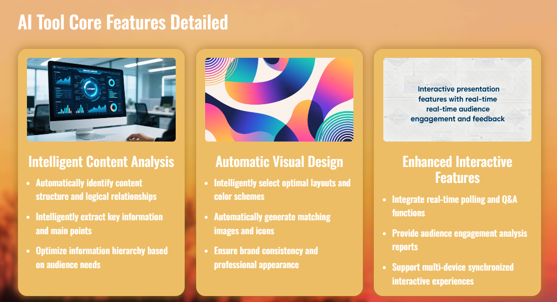 Say goodbye to bullet point clutter—AI makes PPTs engaging and informative
