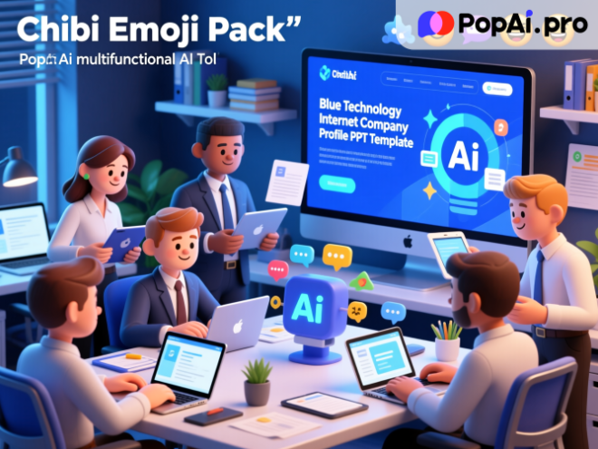 This article highlights PopAi, a versatile AI tool with chat, document reading, and content creation features. It focuses on its Blue Technology Internet Company Profile PPT Template, showing how PopAi elevates work efficiency for internet professionals via smart, customizable solutions.