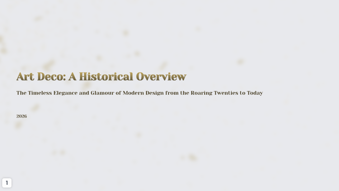 Dive into the roaring revival of Art Deco in 2025, where vintage glamour meets cutting-edge AI. As the world celebrates 100 years of this iconic style, tools like PopAI are empowering everyday creators to whip up jaw-dropping Art Deco style slides presentations in mere seconds. Forget tedious design headaches—unlock effortless elegance that boosts your pitches, reports, and ideas. Explore how this trend solves real pain points for busy pros, blending history with innovation for presentations that wow and convert. Ready to level up your game?